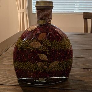 Decorative Glass Bottle with Leaf Design